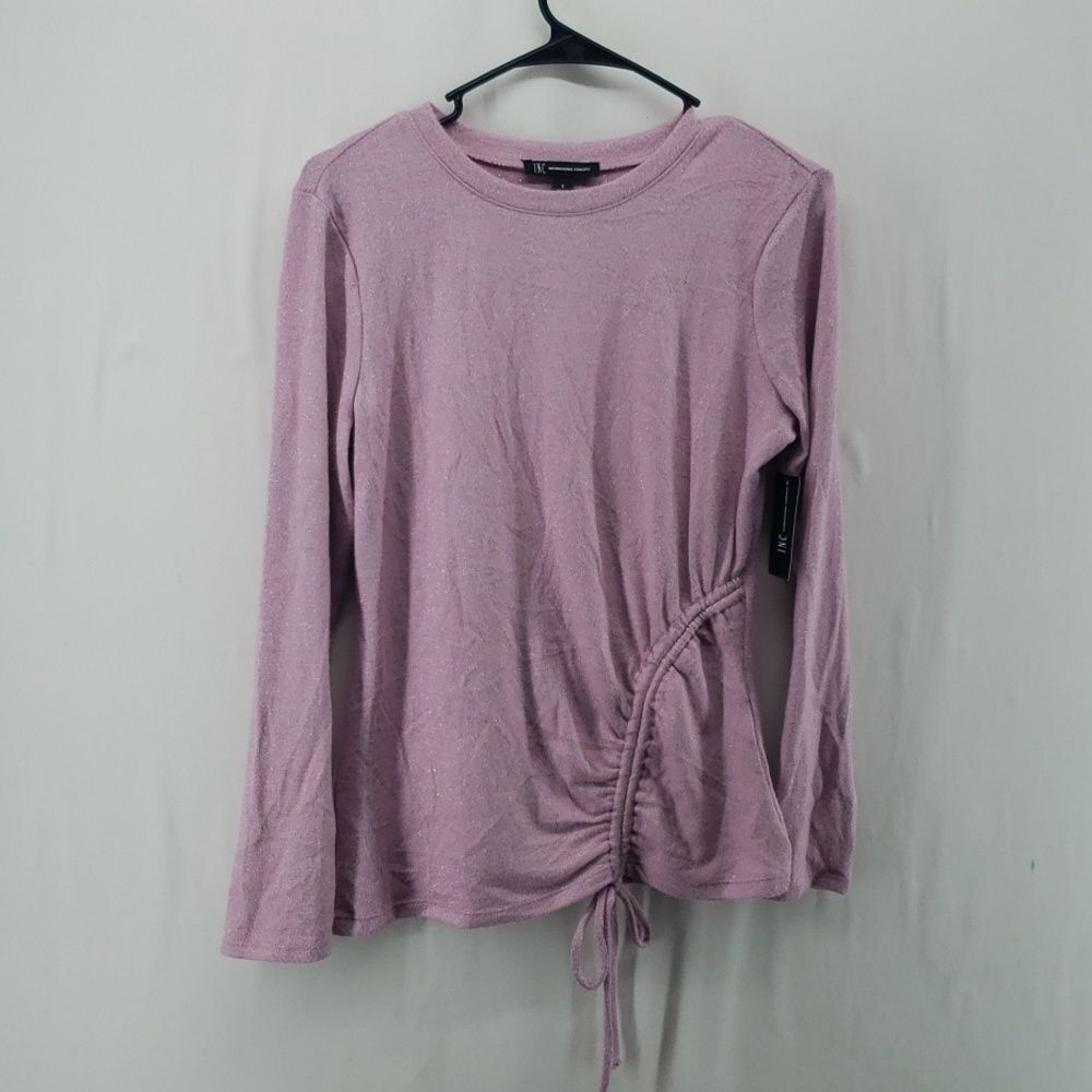 INC International Concepts Metallic Ruched Side Knit Top Size Small (AM)